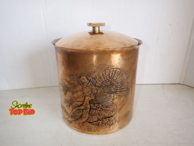 Lot 59-20032 - A Solid Bronze "Made in the USA" Ice Bucket - handmade Grove City, PA. Ornate scalloped edge lid - s...