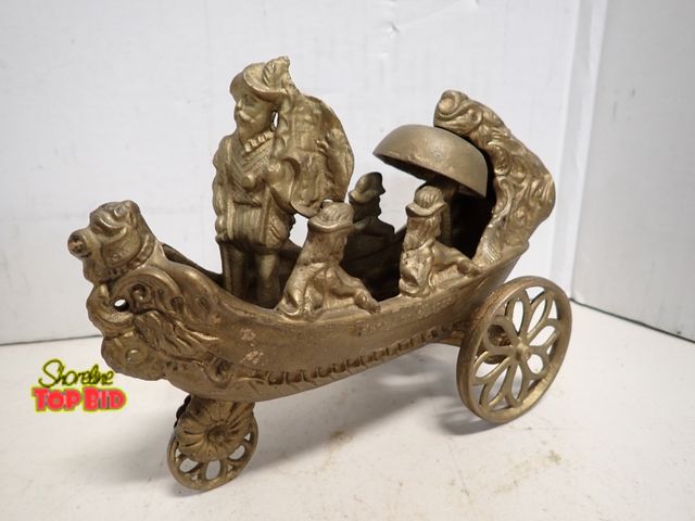 Lot 59-14217 - Ca. 1890, Cast Iron "Landing of Columbus" Bell Pull Toy by J.E. Stevens Co. and Gong Bell Mfg. Co. C...