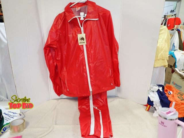 Lot 59-45153 - New Old Stock Vintage from 1980s - 1990s Jaguar 100% Nylon Windbreaker Track Suit with Zipper on Pan...