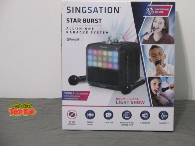 Lot 59-10002 - Singsation Starburst all-in-one karaoke system w/bluetooth.  New in factory sealed box.  Works with ...