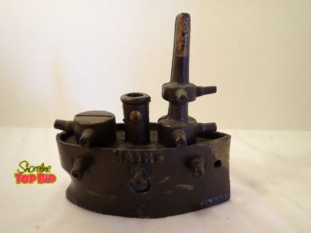 Lot 59-13122 - Antique USS Maine Cast Iron Battleship Still Bank Circa 1898 by Grey Iron Casting Co. Value $250-$45...