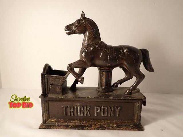 Lot 59-21001 - Original Antique Cast Iron "Trick Pony" Mechanical Bank by Shepard Hardware Co. of New York, circa 1...