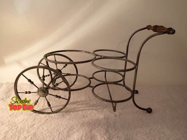 Lot 59-43418 - Vintage Wine Rack - Holds 2 Bottles and Ice Bucket with Wood Handle, Very Cute