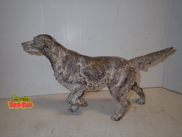 Lot 59-14290 - Antique Cast Iron Hunting Dog Doorstop 8 3/4" tall x 15 1/2" long - Very Heavy