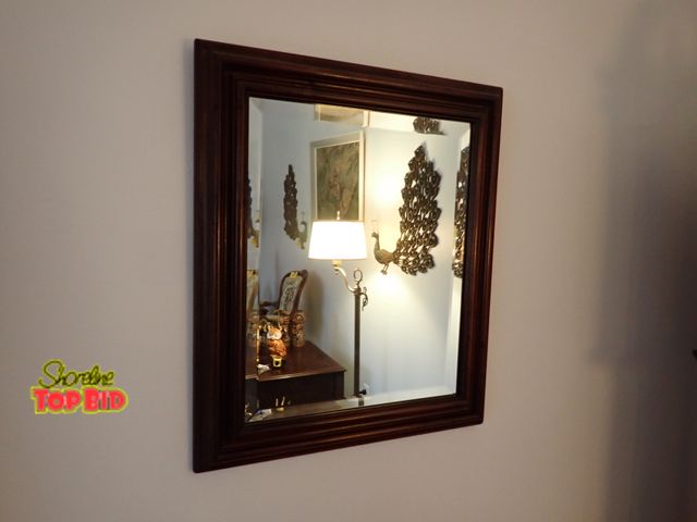 Lot 59-43077 - Solid Wooden Framed Beveled Mirror 22" x 19"