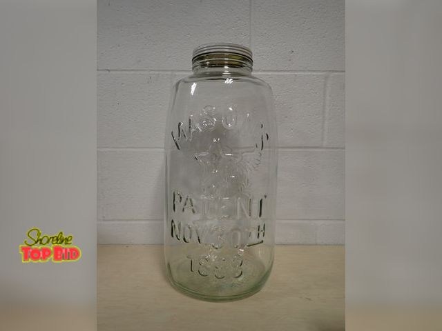 Lot 59-41046 - Large Vintage Mason's Patent Nov. 30th 1858 Star/Eagle Glass Pickle Jar, Typically Used for Store Di...