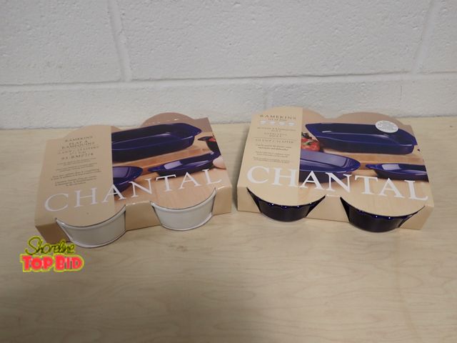 Lot 59-41342 - 2 New Packs of Chantal Ramekins - 4 White and 4 Blue, Total of 8