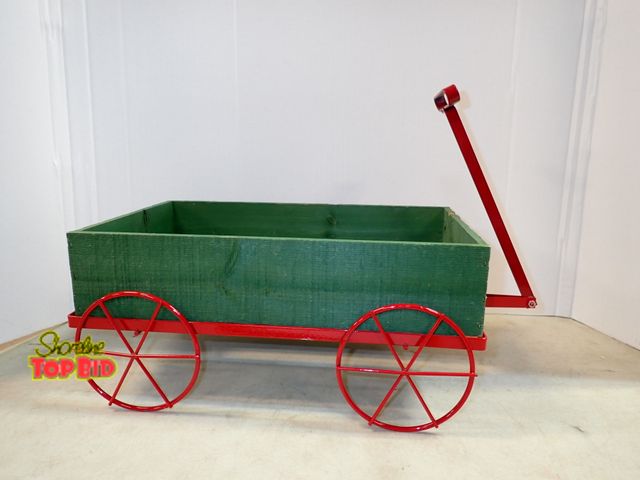 Lot 59-41651 - Decorative metal wagon with wooden crate 7.5" X 16.5" X 10"