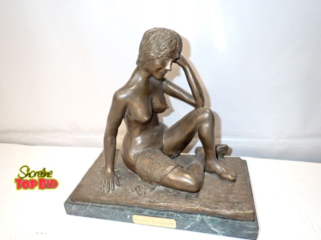 Lot 59-10272 - Signed, Bronze Sculpture of a Seated Woman on a Marble Base by Jerry Kronovet, San Diego Based Sculp...
