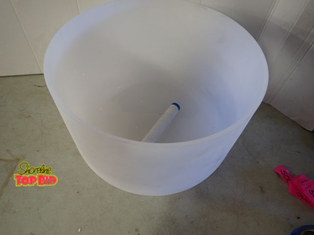 Lot 59-50096 - Frosted White Quartz Crystal Singing Bowl commonly used for sound healing and meditation, with malle...