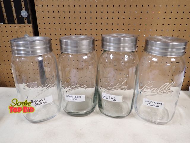 Lot 59-41675 - 4 Huge glass Ball storage jars all with lids