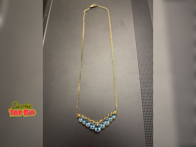 Lot 59-10004 - JUST IN! Closing time will be 9pm for this lot! 14KT Gold Necklace with Swiss blue topaz or aquamari...