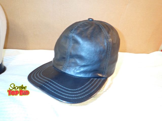 Lot 59-21394 - Vintage Black Leather Cap, Made in USA