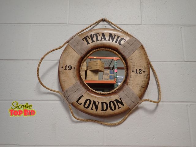 Lot 59-41011 - Rustic Life Preserver Mirror - Replica Titanic 1912 London Wall Decor