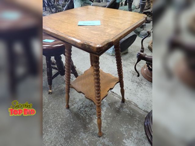 Lot 59-10065 - Victorian 2-Tier Tiger Oak Display Table, Very Solid 29" x 16" x 16"