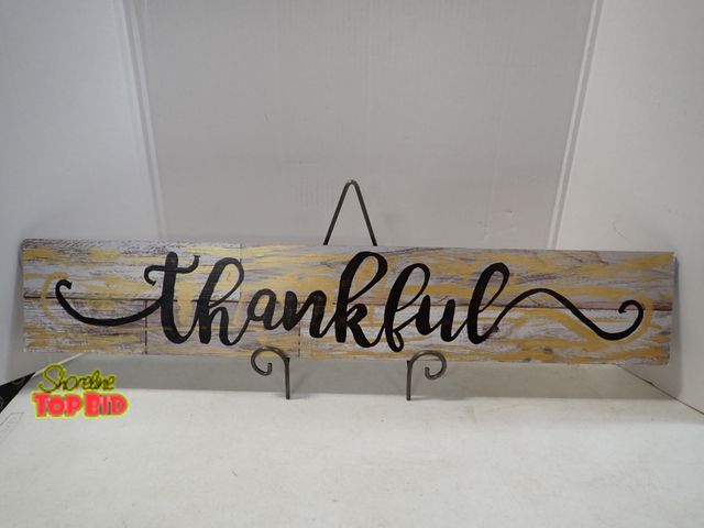 Lot 59-43179 - Wood Thankful Wall Decor 6" x 34"