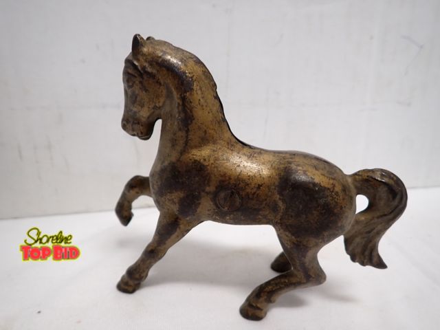 Lot 59-14079 - Antique Cast Iron Still Bank Prancing Horse by Arcade - early 1900s, 4 1/4" tall x 5" long