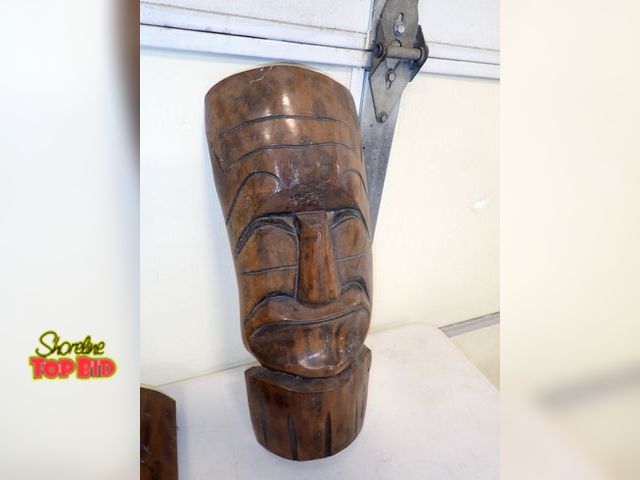 Lot 59-30029 - Vintage Wooden Hand Carved Tiki Mask 20 x 8