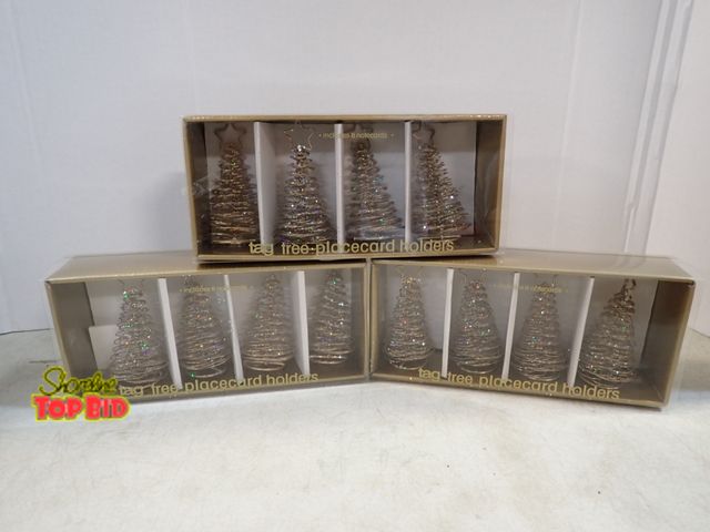 Lot 59-41488 - 3 Boxes of 4 tree place card holder's each box has 4 tree total of 12 with tag's for all Never used