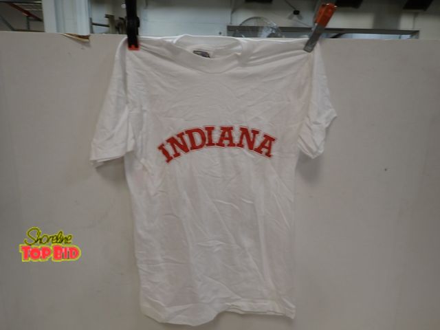 Lot 59-13142 - New Old Stock Vintage 1980s-1990s White T-Shirt with Red Lettering INDIANA- Size Medium, Made in USA
