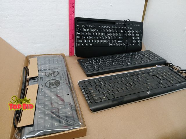 Lot 59-71049 - Hp 456 Keyboard Lot of 4 Wired USB Computer Keyboards HP Dell/Generic Full Size Slim Untested