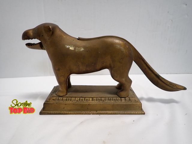Lot 59-10228 - Antique Brass Dog Nutcracker 11 1/2" long, Doubles as Door Stop When Not Used