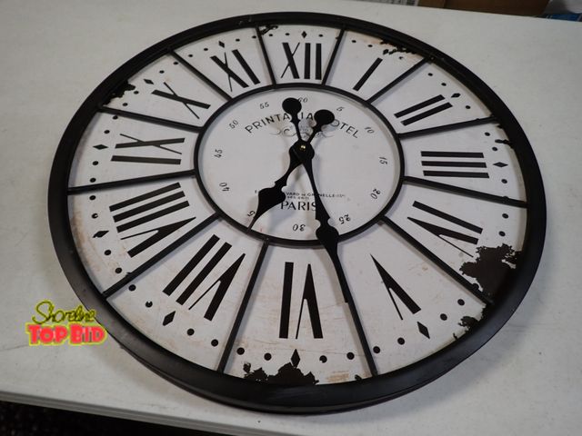 Lot 59-43188 - 3R Studio Turn Of The Century Style Wall Clock Oversized Printania Hotel Paris 24" Diameter
