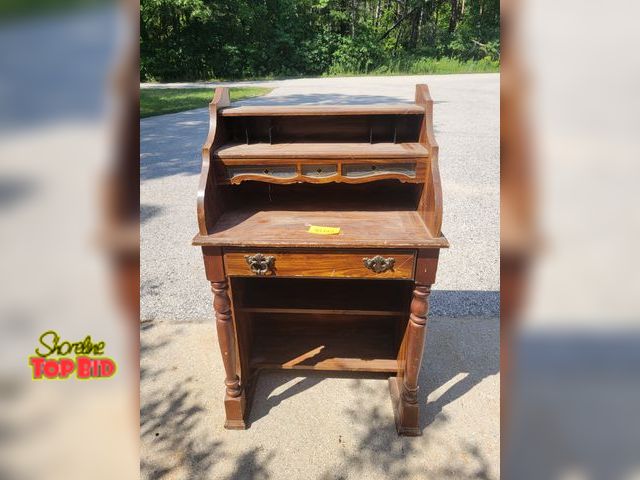Lot 59-93247 - Dark Brown Wood Desk 1 Photos do not do this gorgeous desk justice!