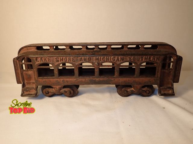 Lot 59-20060 - Antique Cast Iron "Lakeshore and Michigan Southern" Passenger Train Car Toy, circa 1890s to early 19...