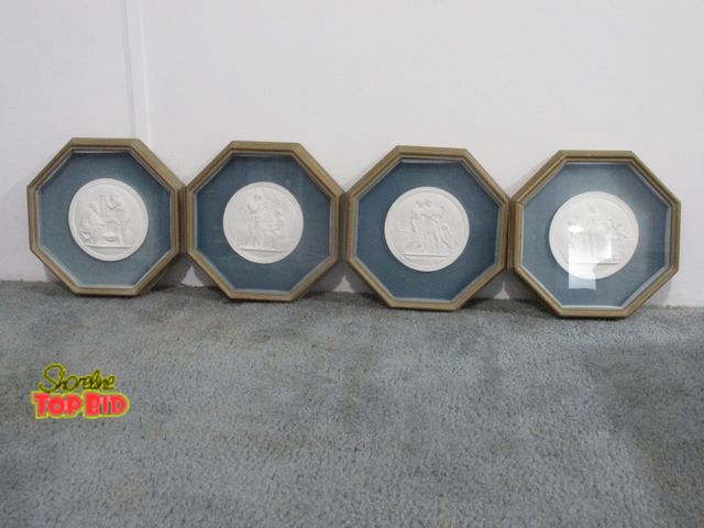 Lot 59-10038 - Set of four 9" x 9" Greek inspired bas relief wall hangings