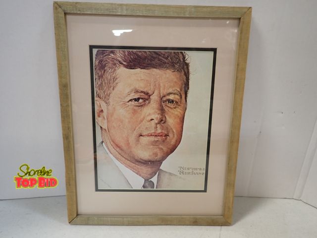 Lot 59-43404 - Framed Norman Rockwell JFK Print 15" x 12"