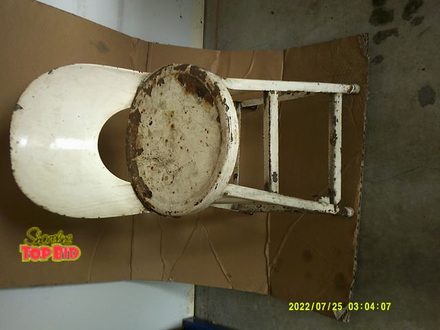 Lot 59-86020 - An Amazing vintage metal stool with folding back ( a great restore project)