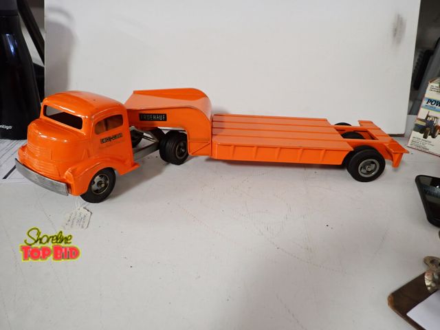 Lot 59-43334 - Smith Miller Orange GMC Cab with Fruehauf Trailer 26" long, Great Condition