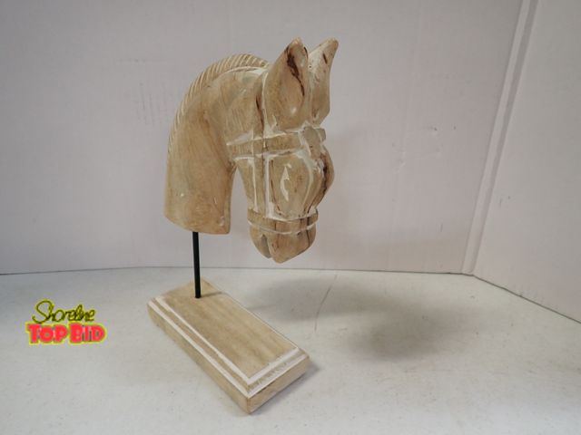 Lot 59-43606 - Decorative Wooden Horse Head Sculpture Mounted on a Stand 12" tall