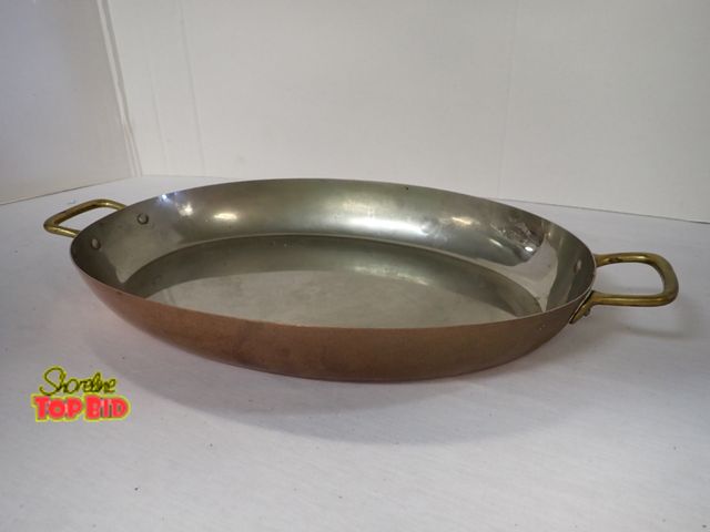 Lot 59-24174 - Large Oval Copper Pan with Brass Handles