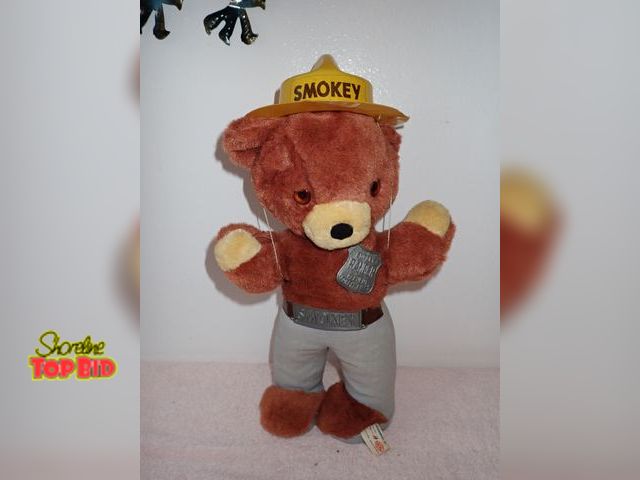 Lot 59-43556 - Vintage Smokey Bear Plush Toy 1960s, Hat is Cracked