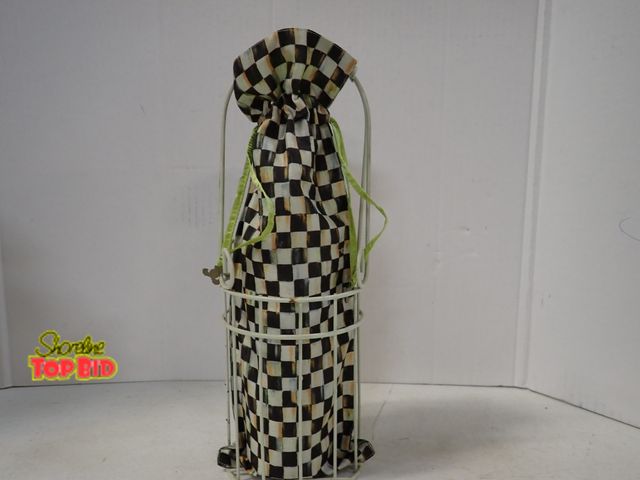 Lot 59-43507 - Mackenzie Childs Check Gift Wine Bag and Wine Display Holder