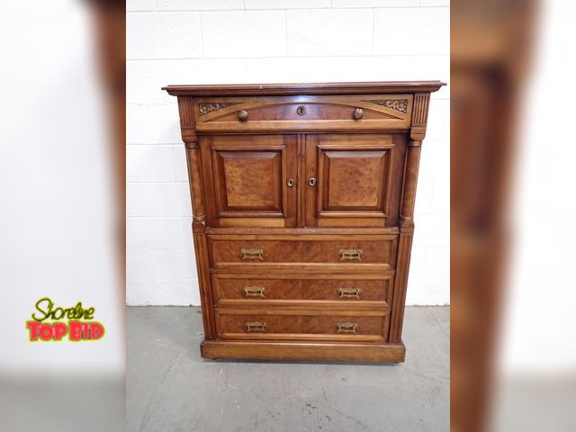 Lot 59-10034 - Antique Victorian Walnut Lockside Chest, Gentleman's Chest/Lockside Dresser 50" x 40" x 7 1/2" - No ...