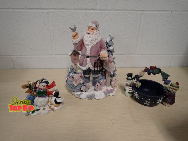 Lot 59-33047 - Holiday Figurine Decor, Bunny ears are missing on santa statue