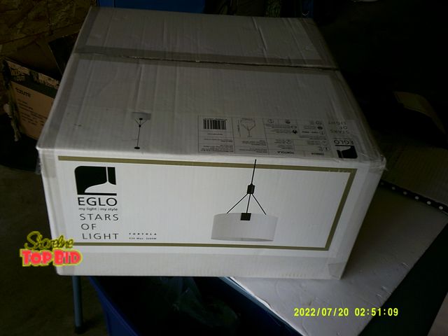 Lot 59-86002 - Unopened 'Eglo' Stars of light hanging lamp.  Tortola E 26 Max 3 X 60 W