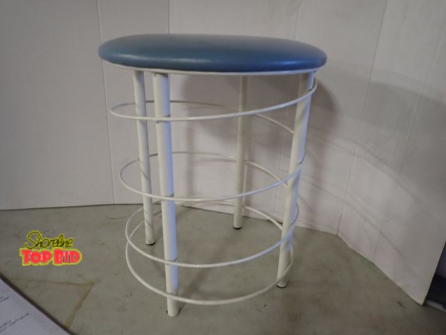Lot 59-50099 - White Metal Frame, Pastel Blue Cushioned Seat 17" tall