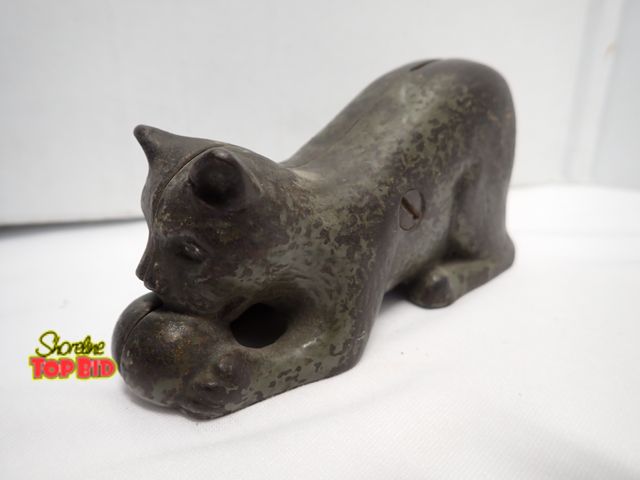 Lot 59-10208 - Antique Cast Iron Cat and Ball Still Bank, Circa 1905-1920