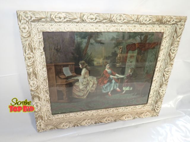 Lot 59-14410 - Antique Print Depicting a Late 19th Century Music Gathering 27" x 32 1/2" frame with Front Glass Pro...