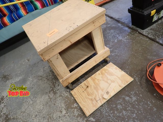Lot 59-43757 - Wooden Cart with Under Storage with Locking Door, Locking Casters