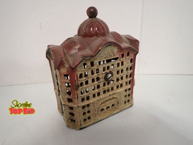 Lot 59-10163 - Antique Ca. 1900 A.C. Williams Domed Building Cast Iron Still Bank 5" x 4" x 2 1/2" depth