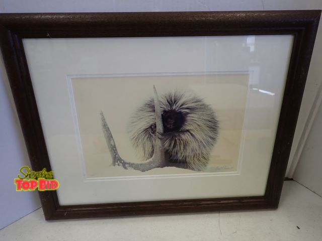 Lot 59-20112 - Framed Porcupine &amp; Anter "Known as Tina" by Carl R Sams II Signed 17" x 22"
