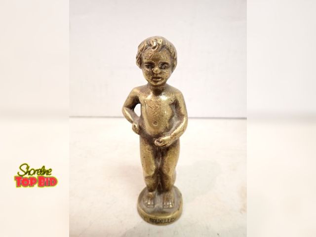 Lot 59-14443 - Antique Brass Menneken Pis Statue from Brussels, approx 3" tall