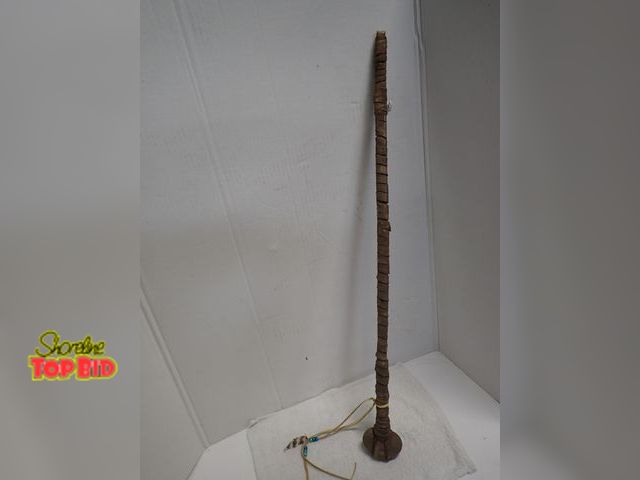 Lot 59-10339 - Authentic Native American War Club, Wrapped in Sinew 33" tall
