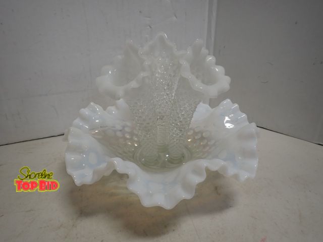 Lot 59-14276 - Vintage Fenton Hobnail Milk Glass Epergne, Elegant Piece of Glassware. Popular in Victorian and Mid-...