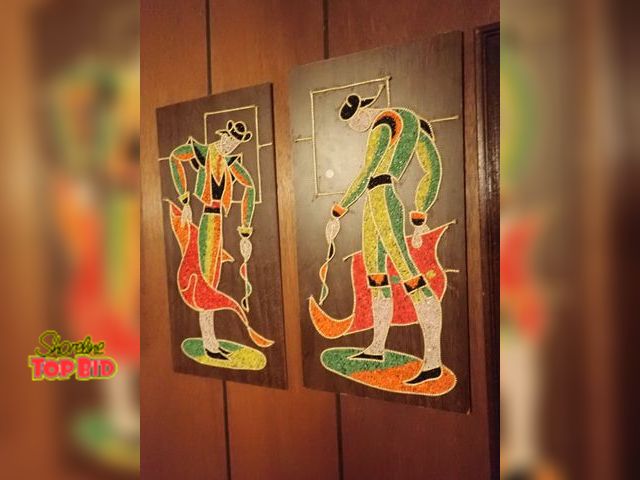 Lot 59-43032 - 2 Mid-Century Gravel Art Plaques, Rare Set